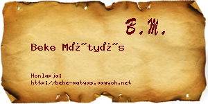 Beke Mátyás névjegykártya